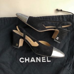 Chanel toe cap sling back pumps 35.5